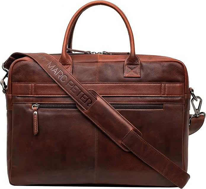Marc Peter Hamilton Real Leather Business Bag for Men and Women | 15.6 inch Laptop Bag | Shoulder Bag for Men