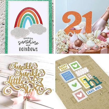 Simetufy Glitter Cardstock Paper, 24 Sheets 12 Colors, Premium Sparkly Paper for Cricut & DIY Projects, A4 Size