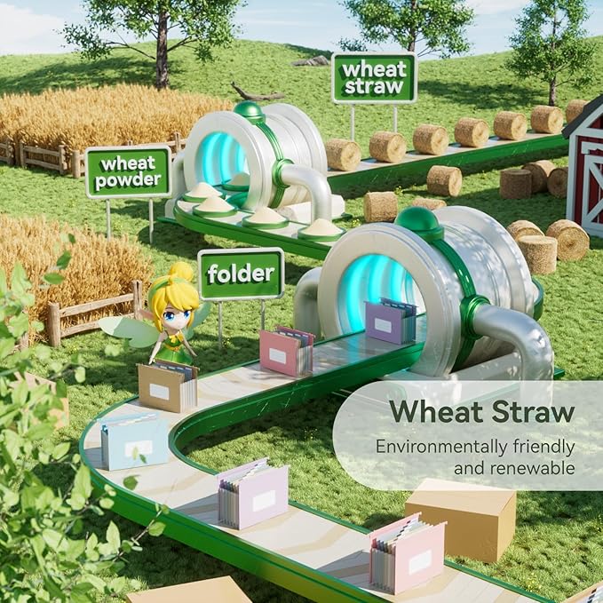 Wheat Straw Expanding Hanging File Folders,1.2" Accordion Pockets File Organizer, Large Capacity, Letter Size for Filing Cabinet, 100% BPA Free, Return to Nature, Healthy Living- Wheat Yellow