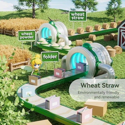 Wheat Straw Expanding Hanging File Folders,1.2" Accordion Pockets File Organizer, Large Capacity, Letter Size for Filing Cabinet, 100% BPA Free, Return to Nature, Healthy Living- Wheat Yellow