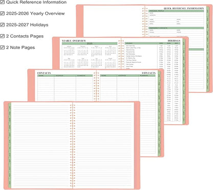 2025 Planner - Weekly & Monthly Planner Notepad 2025, 11.38'' x 8.74'', JAN. 2025 - DEC. 2025, Appointment Book, 60 Minutes Intervals, Monthly Tabs, Sturdy Cover, Spiral Bound, Back Pockets - Rose Golden