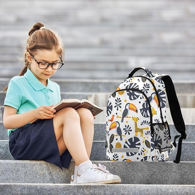 MNSRUU Laptop Backpack with Chest Strap, Toucans School Backpack, Travel Hiking Backpack for Boys Girls Teen Adult, Rucksack, Knapsack