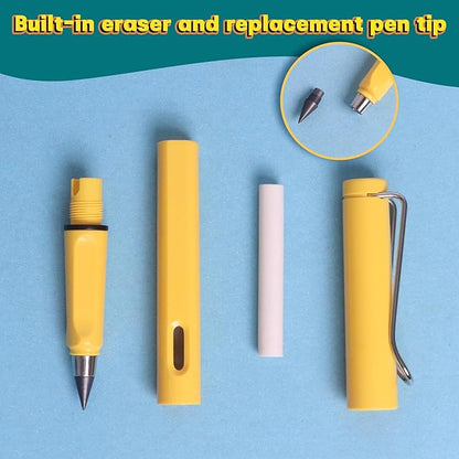 12Pack Forever Pencils for Kids Writing, Infinity Pencil Cute Inkless Everlasting Pencil with Eraser for Sketching (Black+Multicolor)