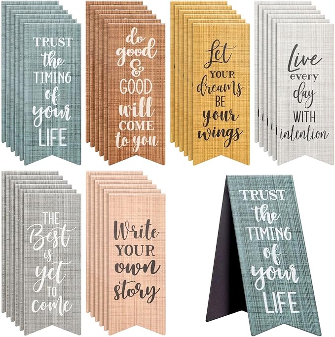 Paper Junkie 36-Pack Inspirational Magnetic Bookmarks for Women with Motivational Quotes, Bulk Magnet Page Clips for Students, Teachers, Office, Reading, 6 Designs (2.5x1 in)