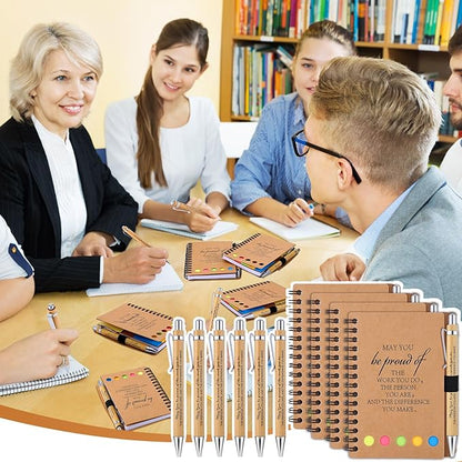 20 Sets Employee Appreciation Gifts Inspirational Spiral Notebooks with Sticky Notes Notepads Motivational Bamboo Ballpoint Pens for Nurse Coworker Teacher (MAY YOU)
