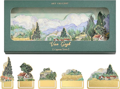 5 Pieces Metal Bookmarks, Golden Hollow Irregular Bookmark Van Gogh Oil Painting Theme Book Mark Bookmarks for Book Lovers Writers Readers Children Teens for Women Adults Teen