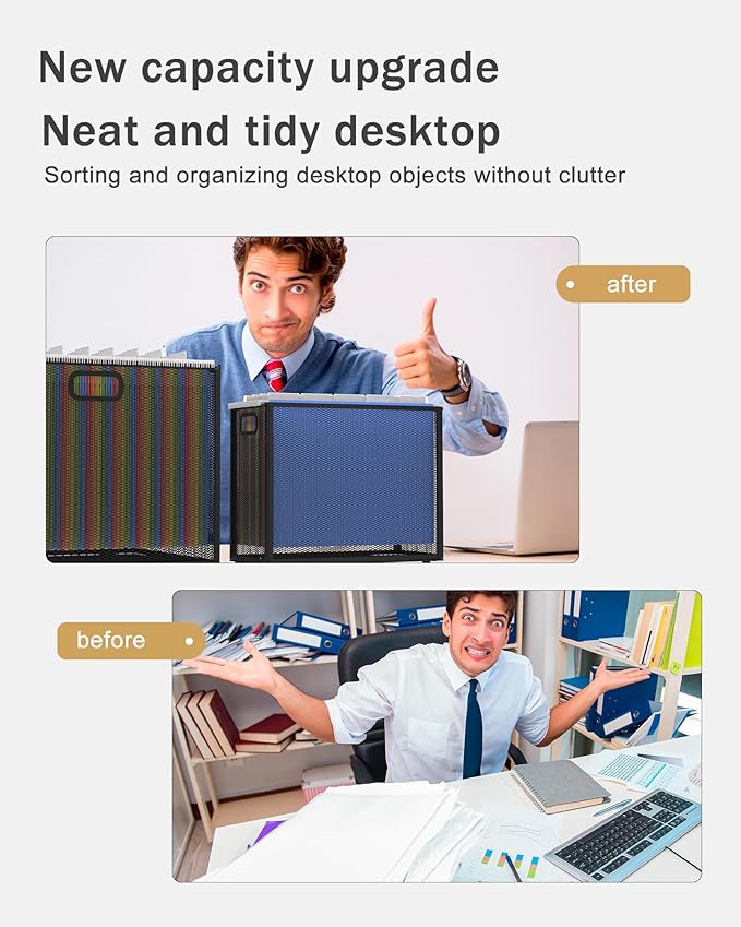 Oterri Hanging File Organizer, Metal File Organizer, Portable Desktop File Organizer for Letter Size Folder, Mesh Hanging File Crate for Office,Folders Not Included(Cool Black,1 Pack)