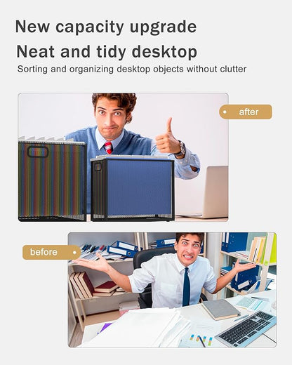 Oterri Hanging File Organizer, Metal File Organizer, Portable Desktop File Organizer for Letter Size Folder, Mesh Hanging File Crate for Office,Folders Not Included(Cool Black-Large,1 Pack)