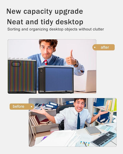 Oterri Hanging File Organizer, Metal File Organizer, Portable Desktop File Organizer for Letter Size Folder, Mesh Hanging File Crate for Office,Folders Not Included(Cool Black-Large,2 Pack)