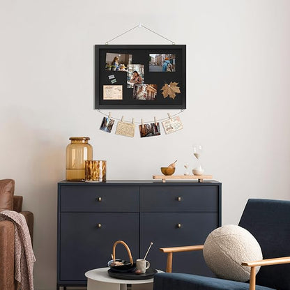 Cork Board with Linen Black 2Pack,Bulletin Board 17"x12", Corkboards for Office Home School Message Board or Vision Board Decoration.