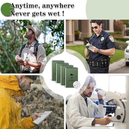 Waterproof Notebook, 4 Pack Top-Spiral Pocket Notepad, 3" x 5" Weatherproof NotePad, All Weather Police Pocket Notebook Little Memo Steno Note Pads for Outdoor Office School Recording, Black