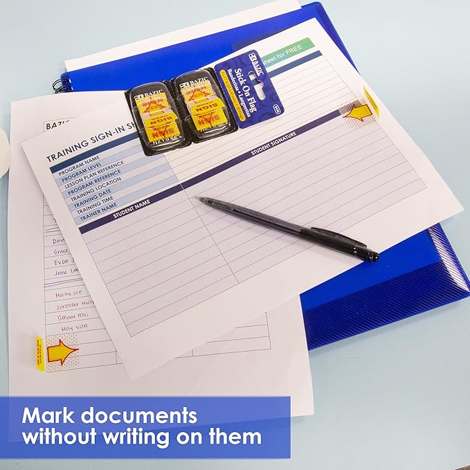 BAZIC Neon Page Markers Dispensers 1x1.7 Sign Here Neon Colored PET Arrow Flag Index Tabs, Page Bookmarks File Tab (50 Flags/Pack), 2-Packs