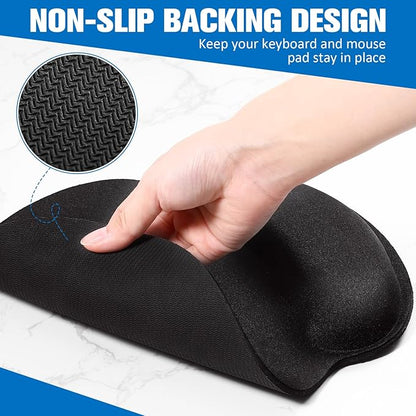 Yunsailing 4 Pcs Ergonomic Mouse Pad and Keyboard with Wrist Support Set Soft Smooth Gel Rest Comfortable Memory Foam for Easy Typing Gaming Computer Laptop Office Home