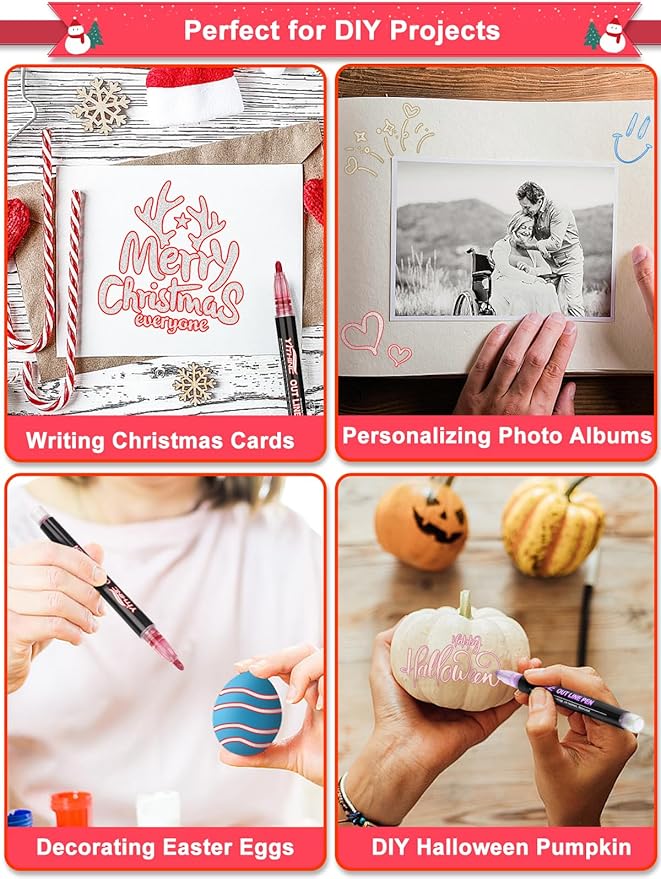 Outline Shimmer Markers, Easter Basket Essentials Stuffers, 18 Glitter Metallic Coloring Gel Pens, Tween Teen Girl Gifts Trendy Stuff, Cute School Art Craft Classroom Supplies Set for Kids Ages 4-16