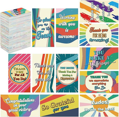 Yeaqee 240 Pcs Employee Appreciation Kudos Cards Funny Blank Back Motivational Card Encouragement Thank You Note Recognition Card for Teacher College Affirmation Gift(Rainbow)