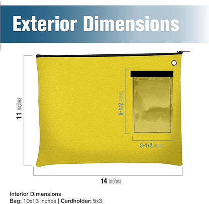 BankSupplies Canvas Interoffice Mailer, 14 oz. - 14W x 11H - Yellow - Transit Bag - Large Zipper Bag with Grommet - Use with Padlock or Zip Tie for Security - Interoffice Mail Bag
