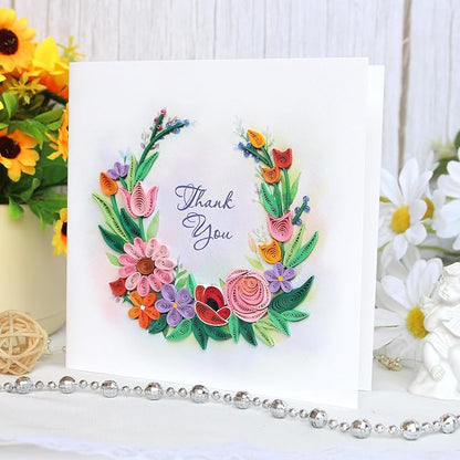 KingKraft Thank You Card, 3D Colorful Greeting Card, Gratitude Artful Floral Quilling Card for Mom, Sister, Friend, Teacher with Envelope Blank Inside