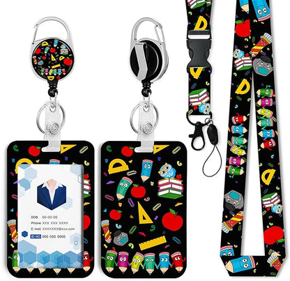 Cute Teacher Owl Badge Holder with Retractable Reel and Breakaway Lanyard，Badge Clips Retractable Heavy Duty Badge Reel，Funny Keychain，ID Holder with Breakaway Lanyard for School Nurse Office Teen