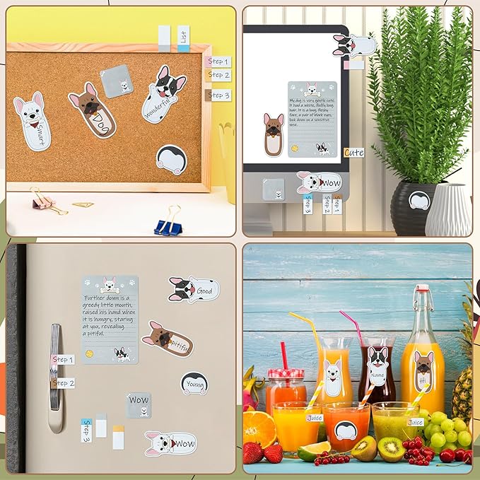 I Just Really Like French Bulldog Sticky Notes Set, 550 Sheets, Cartoon Bulldog Self-Stick Notes Pads Animal Divider Tabs Bundle Writing Memo Pads Page Marker Back to School Office Supplies