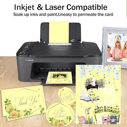 24 Sheets Yellow Cardstock 8.5 x 11 Thick Paper, Goefun 80lb Card Stock Printer Paper for Invitations, Menus, Wedding, DIY Cards