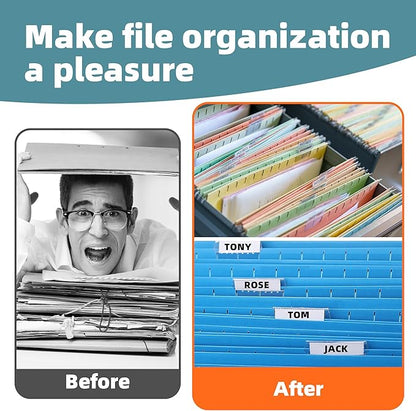 File Folder Tabs, SUNEE 100 Sets Hanging File Folder Labels Tabs and Inserts for Hanging Files Folders