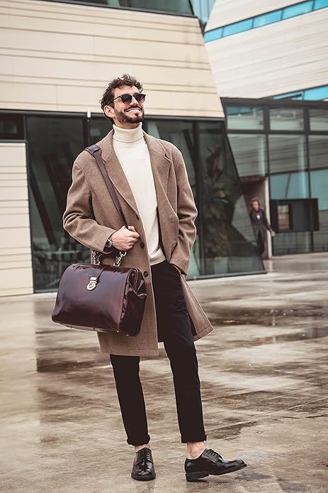 Time Resistance Leather Doctor Bag Purse - Large Italian Handmade Medical Bag - Vintage Style Handbag - Leather Briefcase