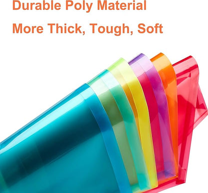 Plastic Legal Size Envelopes with String Tie Closure, 1-1/4" Expansion, Side Load, Clear File Folders Poly Project Paper Documents Organizer for Office School Home (Assorted Colors - 6 P)