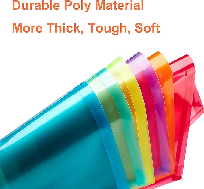 Plastic Legal Size Envelopes with String Tie Closure, 1-1/4" Expansion, Side Load, Clear File Folders Poly Project Paper Documents Puzzle Organizer for Office School Home (Blue -12P)