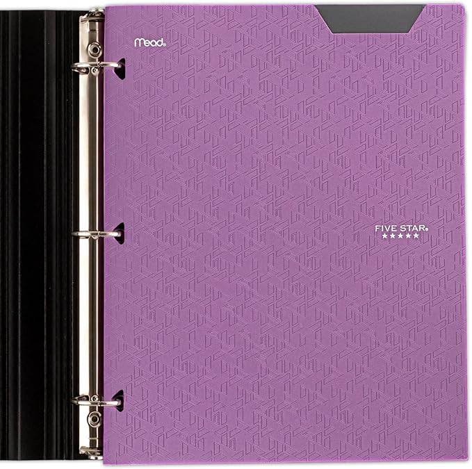 Five Star 2-Pocket Folder, Plastic Folder with Stay-Put Tabs, Fits 3 Ring Binder, Holds 8-1/2" x 11" Paper, Purple (333420I-ECM)