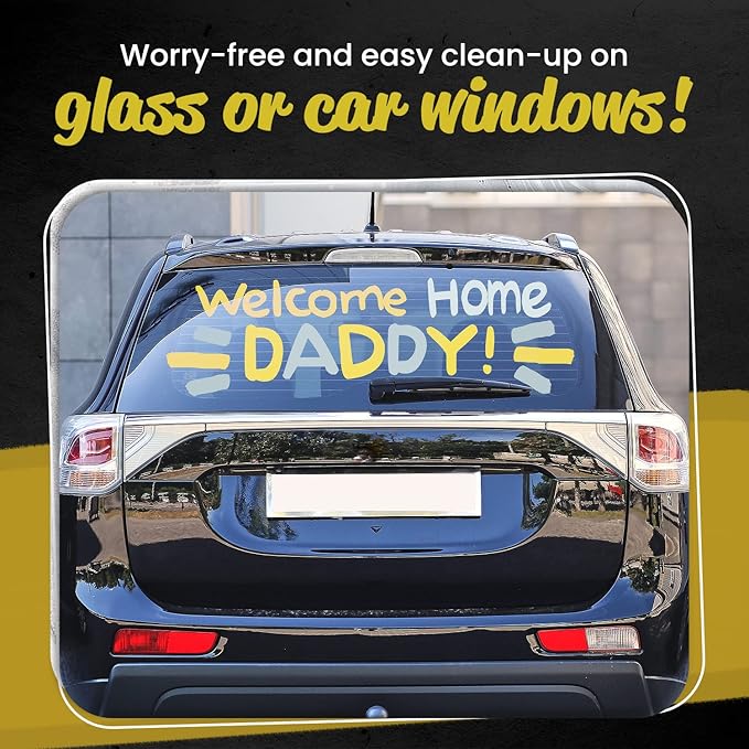 Metallic Chalk Markers (2 Pack) Liquid Chalk Pens for Blackboards, Chalkboard, Bistro Menu, Window Markers for Cars - Wet Wipe Erasable - 15mm Jumbo Nib