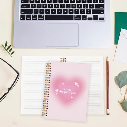 BearCake Pink Notebook,Preppy Notebook,Preppy Composition Notebook,Y2K Notebook Journal,Trust the Process,Pink Aesthetic Spiral Notebook,Hardcover 5.5x8.3
