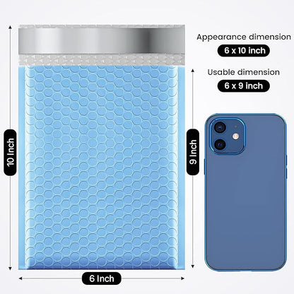 Fuxury Bubble Mailer 6x10 Inch 50 Pack Light Blue,Self-Seal Adhesive Packaging Bags, Waterproof Poly Bubble Mailers, Mailing Evenploves Packaging For Jewelry, Cards, Makeup, CD, Small Business #0
