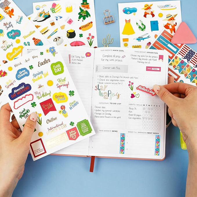 Clever Fox Seasonal Planner Stickers – 600+ Month, Holiday & Seasons Stickers for Your Planner, Monthly Journal & Calendar – 18 Sheets, Set of Stickers & Washi Tape by Clever Fox (Seasonal Pack)