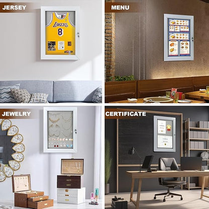 Locking Enclosed Bulletin Board Aluminum Memo Board Wall Mount Noticeboard with Rubber Seal Tamperproof Single Door Display Case for Indoor Or Outdoor Use, 26.8×20 in