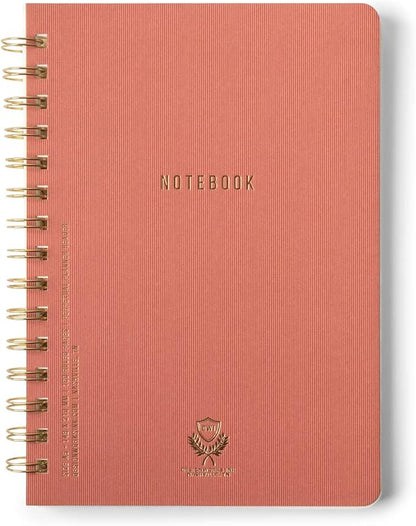 DesignWorks Ink 6" x 8.25" Terracotta Textured Paper Twin Wire Spiral Notebook Journal with 160 Lined Pages for Work, Writing, Journaling