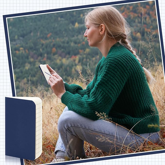 Outus 15 Pcs Mini Pocket Notebook 2.5" x 4" Small Journal Kraft Paper Notepads Bulk Softcover Pocket Notepad Memo Diary Subject Notebooks for Traveler Worker(Blue,Lined Style)