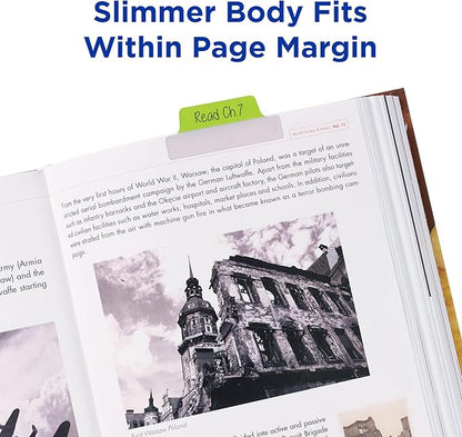 Avery Margin Ultra Tabs, 2.5" x 1", 2-Side Writable, Assorted Neon Colors, 48 Repositionable Page Tabs (74865)