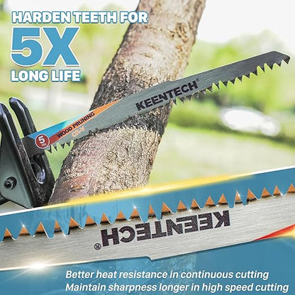 KEENTECH CR-V Sawzall Pruning Blades, 12 Inch 5TPI, with Fleam Ground Teeth for Tree Branch Root Wood, PVC Pipe Cutting, Reciprocating Saw Blade Fast Cutting for Professional, DIYer, Gardener, 10 Pack
