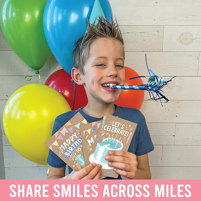 Hadley Designs 54 Happy Birthday Cards Bulk with Envelopes – Assorted Birthday Cards for Kids and Adults, Ideal for Personalization and Bulk Buyers (Doodle Kraft)