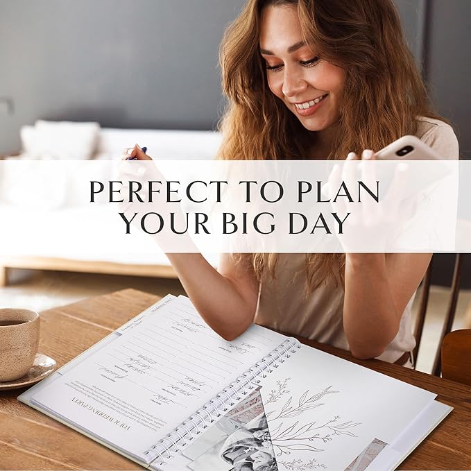 Beautiful Minimalistic Wedding Planner Book and Organizer - Enhance Excitement and Makes Your Countdown Planning Easy - Unique Engagement Gift for Newly Engaged Couples, Future Brides and Grooms