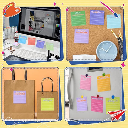 Yinder 24 Pcs Employee Appreciation Sticky Notes Thank You Gifts Bulk Note Pads with Sayings Teacher Gift Mini Pocket Inspirational Notepads for Coworker Office Supply 3 x 3''(Bright,Thanks)