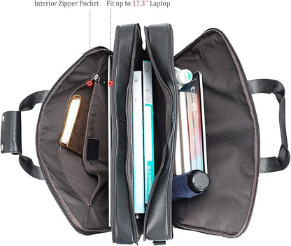 Polare X-Large 18" Full Grain Leather Briefcase For Men Business Travel Case Messenger Bag Fits 17.3" Laptop