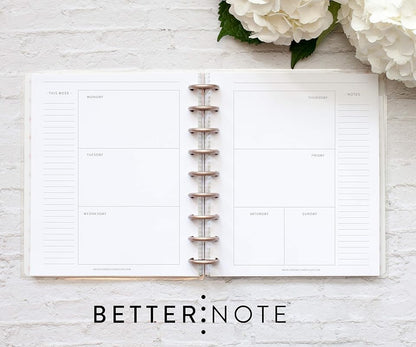 BetterNote Horizontal Undated Calendar Refill Pages for Disc Notebook, fits The Happy Planner, Discbound Levenger Circa, Staples Arc, TUL (Classic- 6 months, 9-Disc, 7"x9.25")