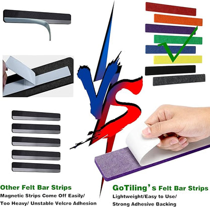 Cork Board for Walls - 8 Pack Felt Pin Board Bar Strips - Self-Adhesive Lightweight Bulletin Board - Cork Board for Office with 40 Push Pins No Damage for Wall