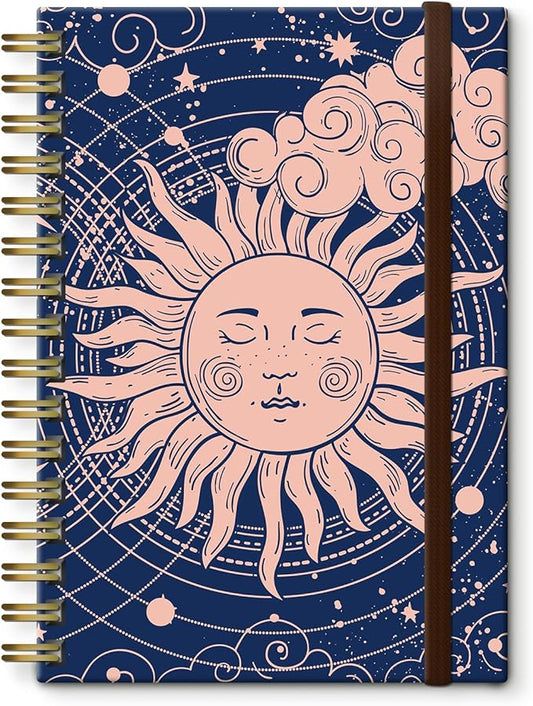Spiral Journal Notebook, A5 Cute Notebooks for Women Men, College Ruled Hardcover Notebook for Work & Note Taking, 60 Pages Double-Wire Journals for Writing Cute Cloud Sun
