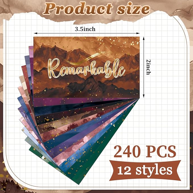 Yeaqee 240 Pcs Employee Appreciation Kudos Cards Funny Blank Back Motivational Card Encouragement Thank You Note Recognition Card for Teacher College Affirmation Gift(Scenery)