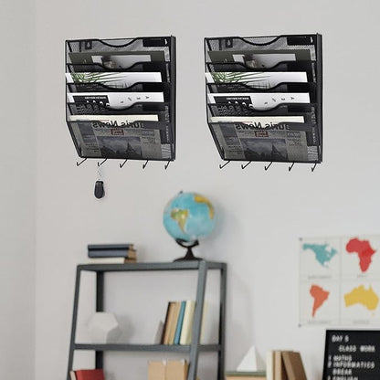 EASEPRES 5 Pocket Hanging File Organizer with Hooks, Black