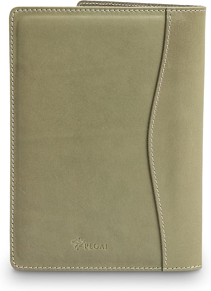 PEGAI Handmade 100% Leather Padfolio | Junior Legal Pad Folder Organizer for Business School Office Conference | Resume Interview Document Organizer Folio | Eriksen (Aqua)