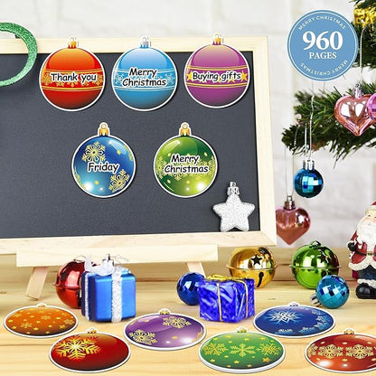 48 Pieces Christmas Lights Ball Sticky Notes Christmas Lights Ball Design Self-Adhesive Note Pads Sticky Memo Notes for Xmas School Office Home Supplies Students Teachers Present