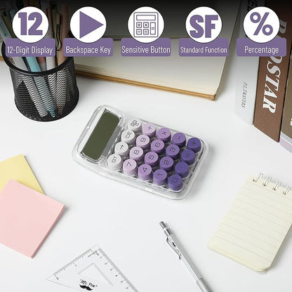 Mr. Pen- Mechanical Switch Calculator, 10 Digits, Purple Calculator, Transparent Body, Large LCD Display, Big Buttons Mechanical Calculator Desktop Calculator, Cute Calculator, Aesthetic Calculator